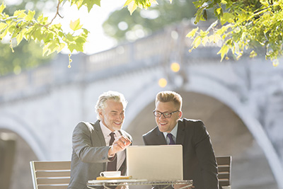 Colleagues working outside