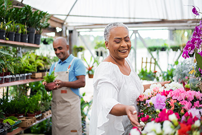 elderly couple in nursery