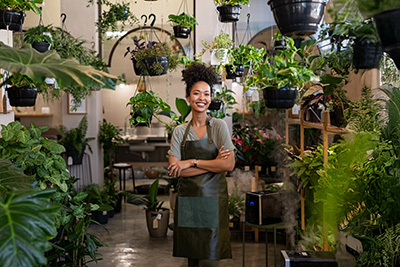 Woman in a garden nursery